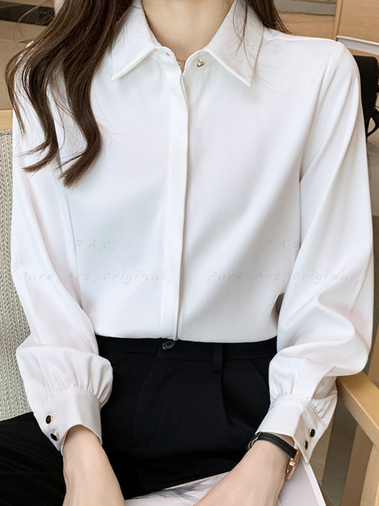 Elegant Statement Button Long Sleeve Shirt