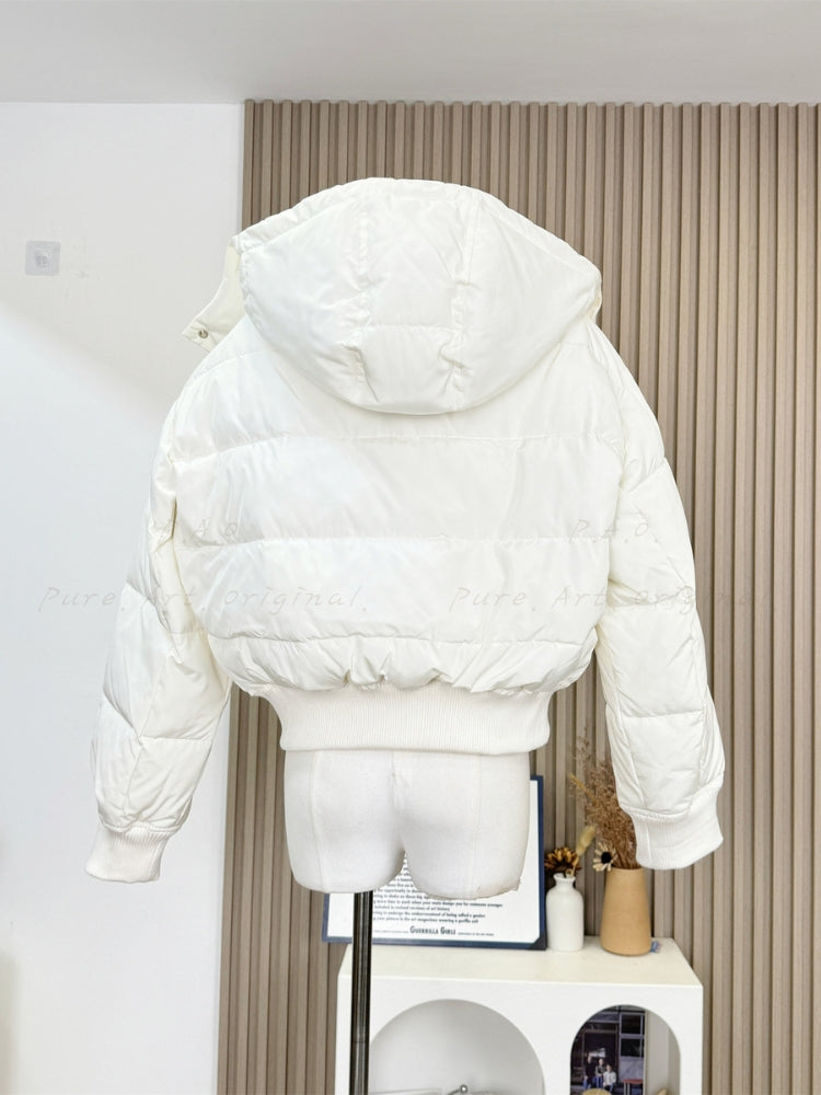 Stand Collar Hooded Puffer Coat