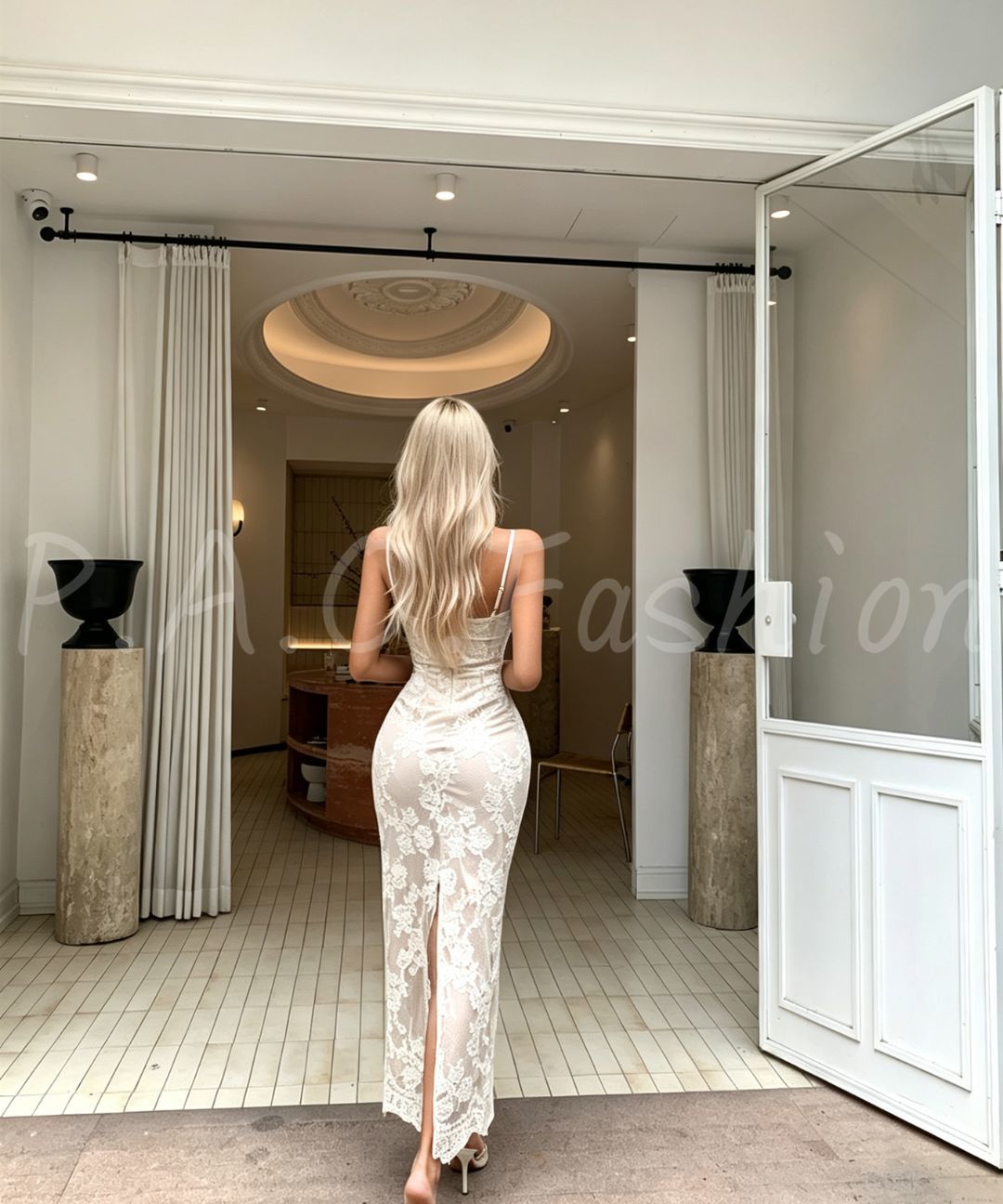 French Lace Mermaid Maxi Dress