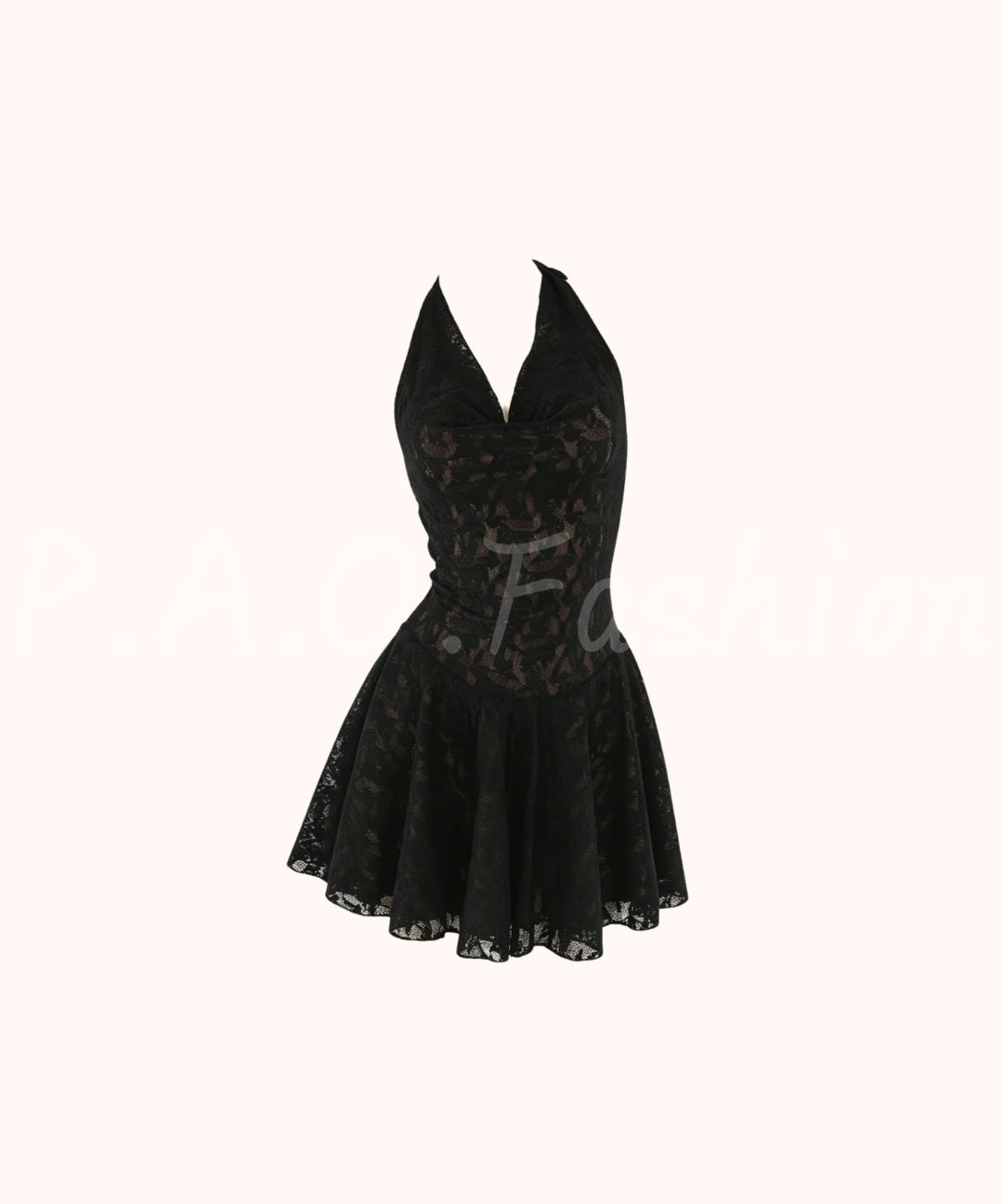 Halter Lace A-Line Mini Dress