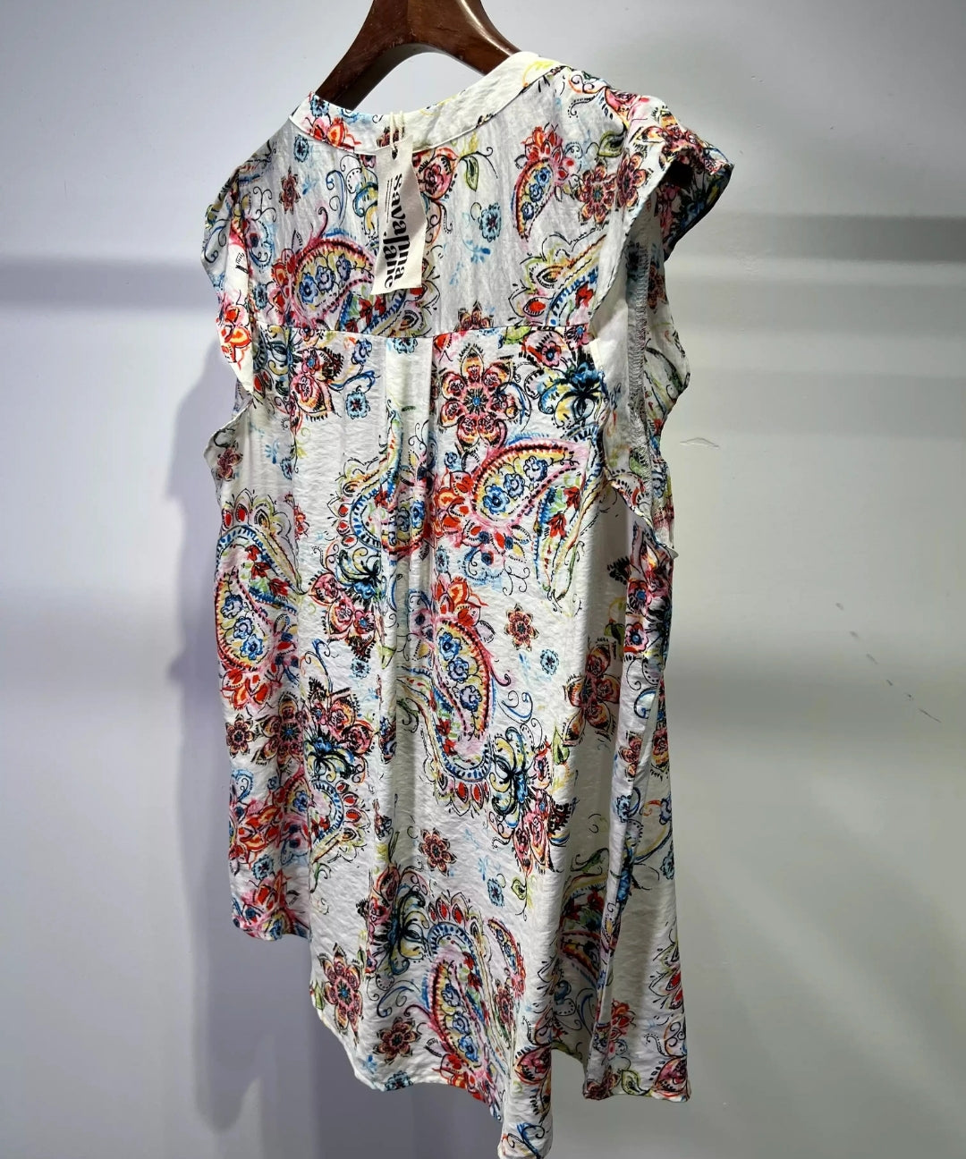 Bohemian Embroidered Paisley Ruffle Sleeveless Top