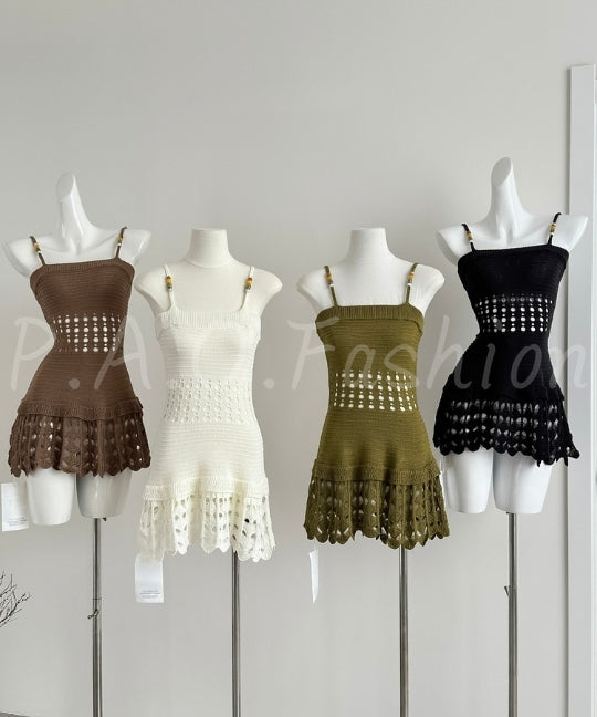 Open-Knit Strap Mini Dress[Available Now]