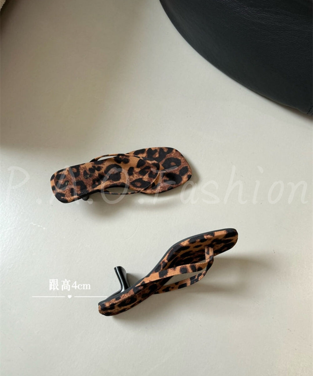 French Square-Toe Thong Heel Sandals