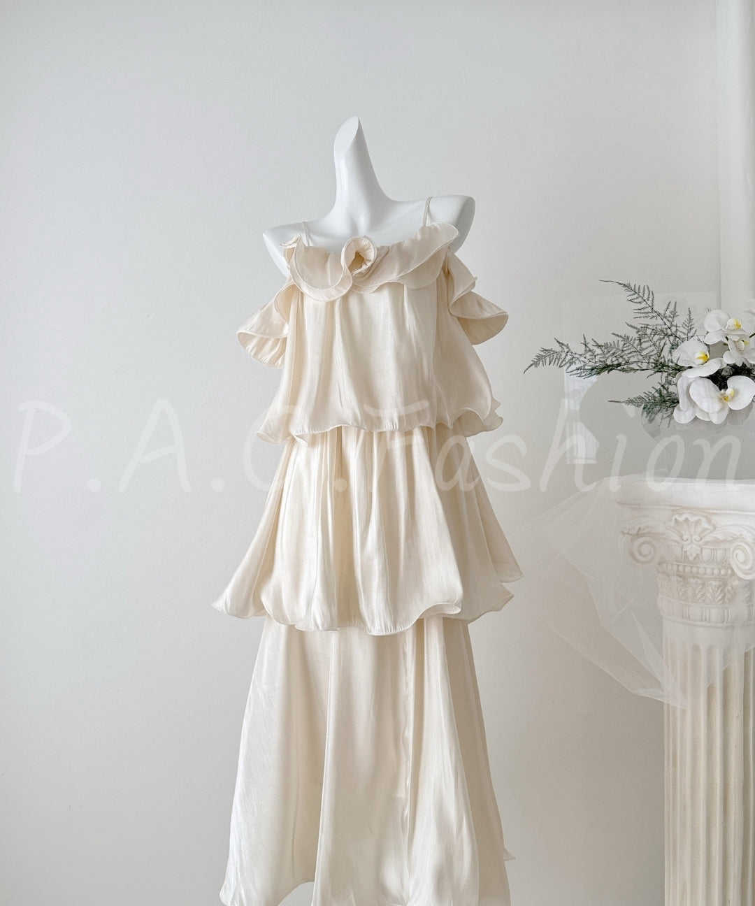 Ruffled Strap Maxi Dress with Tiered Skirt[Available Now]