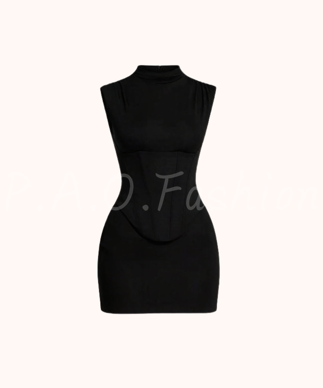 High-Neck Bodycon Mini Dress[Available Now]