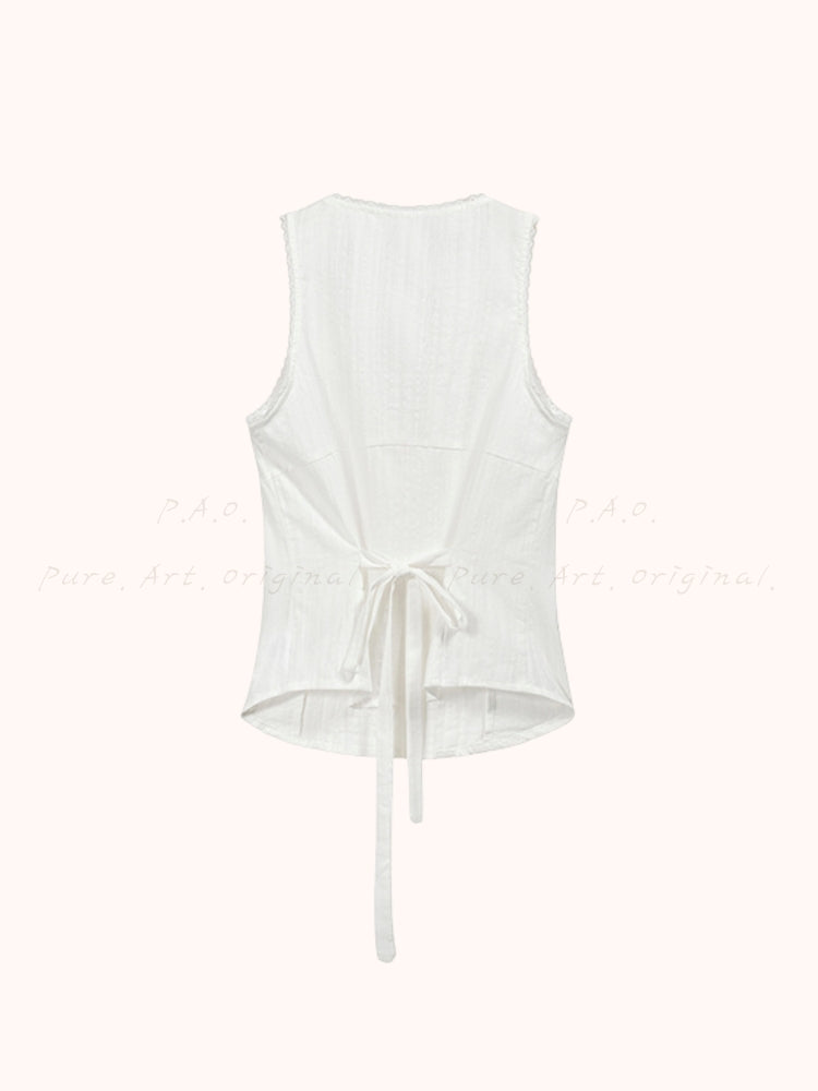 Lace Trim Tie-Front Cami