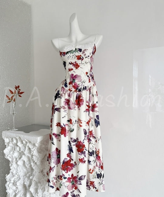 Floral Satin Slip Midi Dress[Available Now]