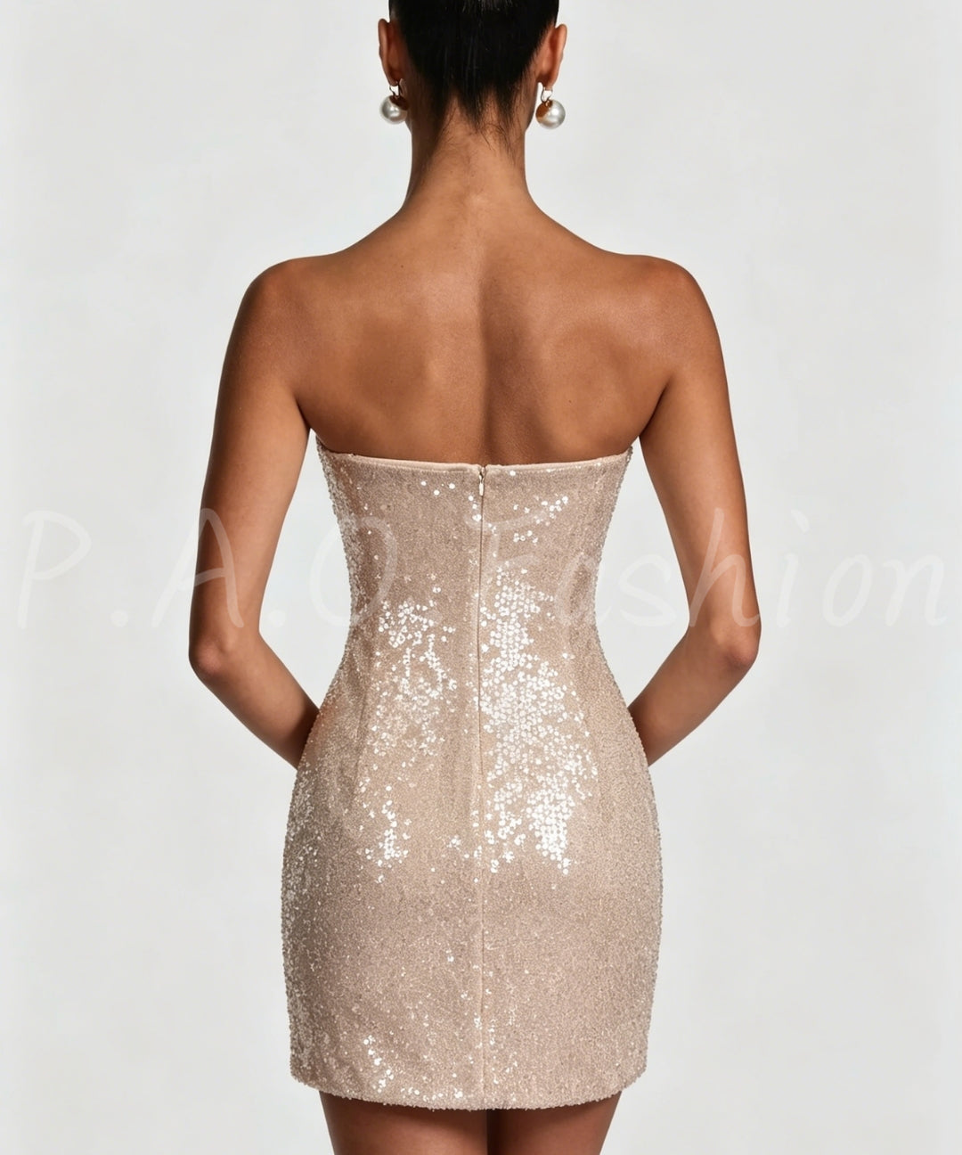 Blush Sequin Bow Strap Mini Dress[Available Now]