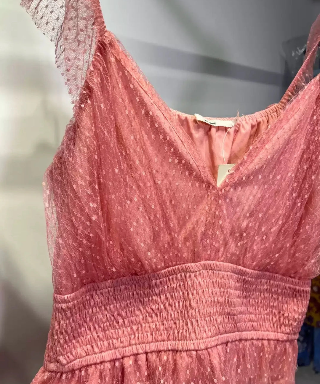 Polka Dot Mesh Ruffle Camisole Crop Top