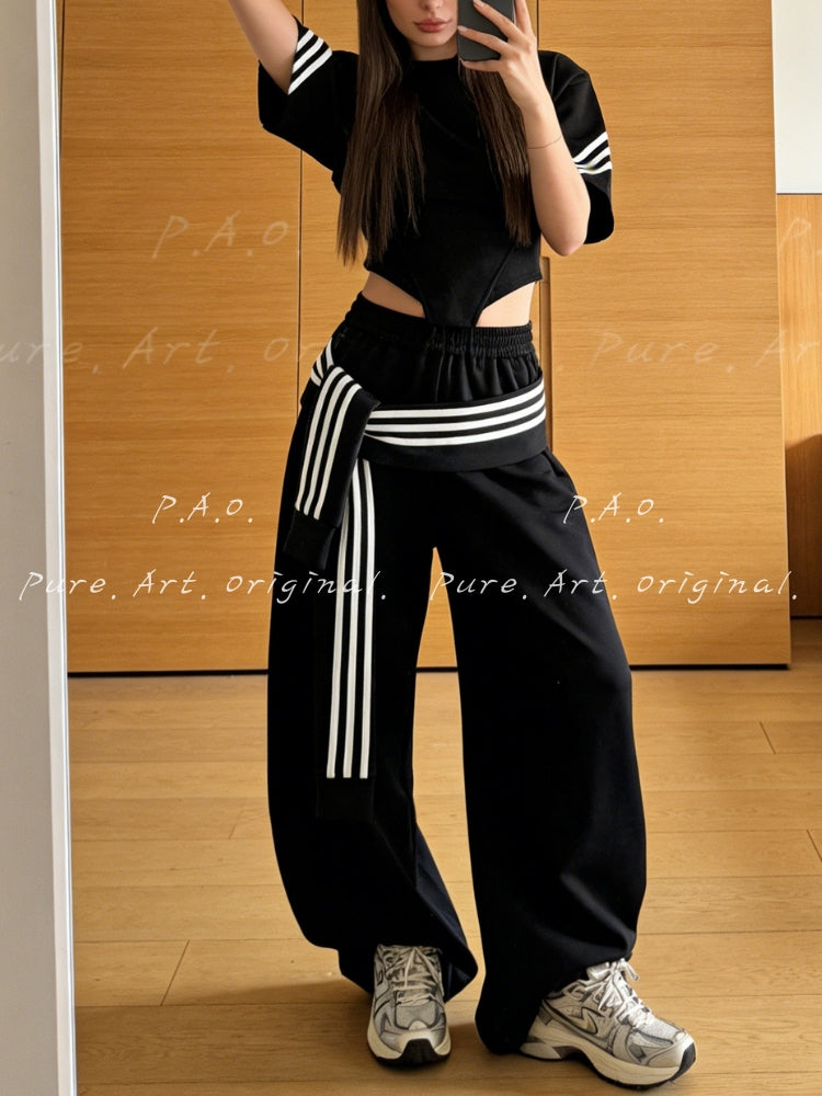 Striped Accent Casual Set
