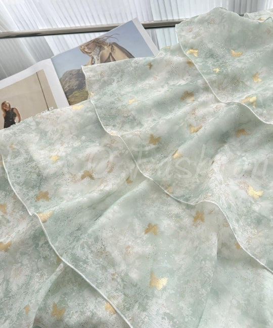 Foil Butterfly Print Halter Tiered Maxi Dress[Available Now]