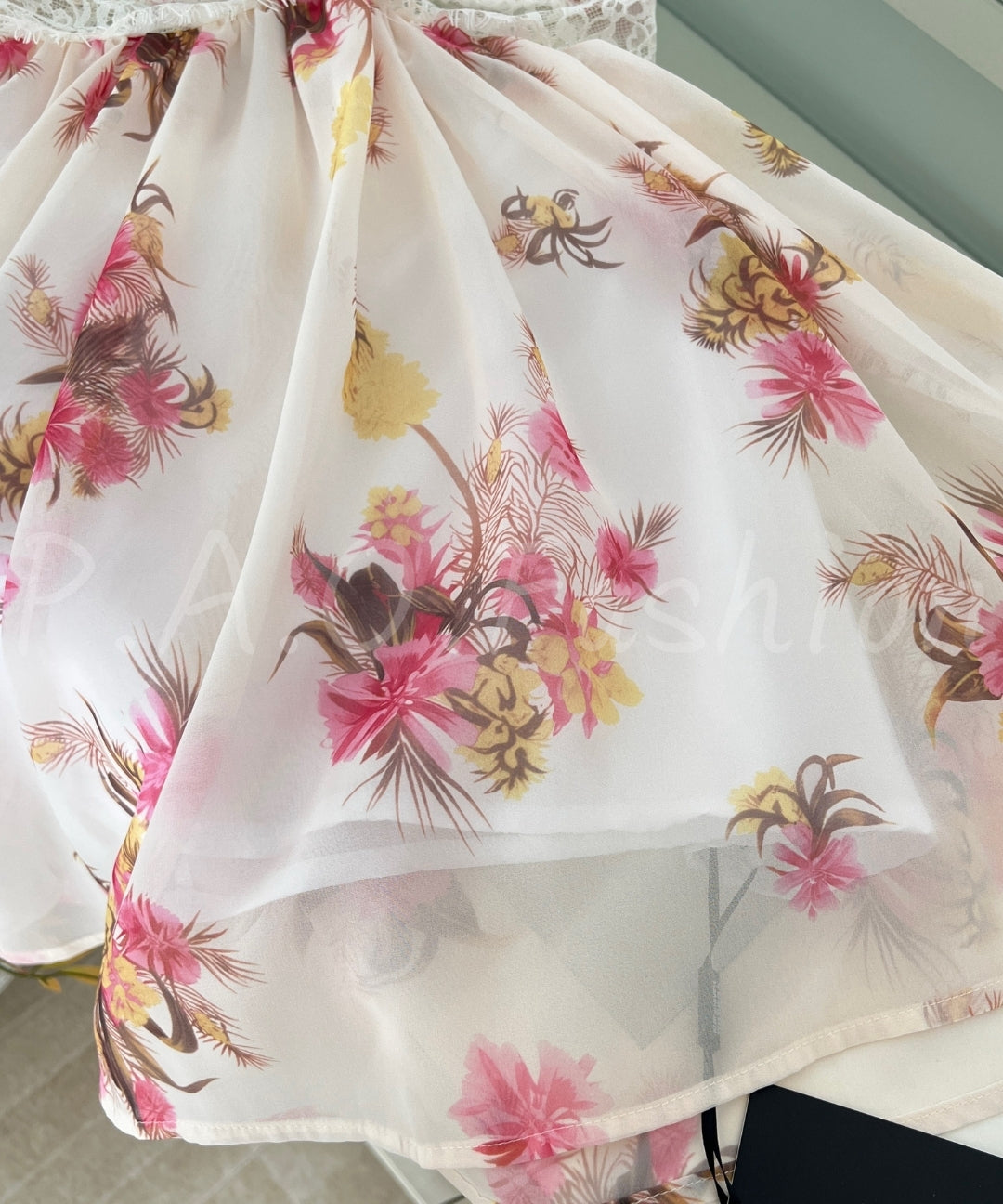 Floral Lace Trim Satin Cami Mini Dress[Available Now]