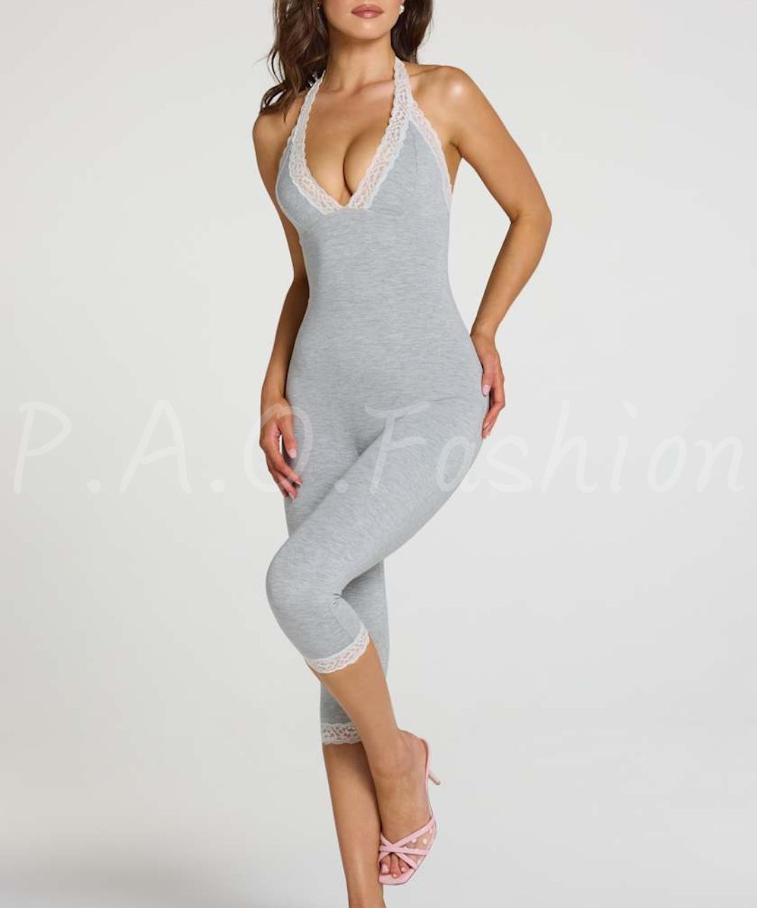Lace Halter Capri Jumpsuit