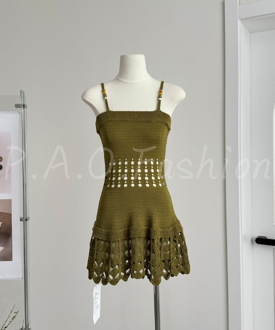 Open-Knit Strap Mini Dress[Available Now]
