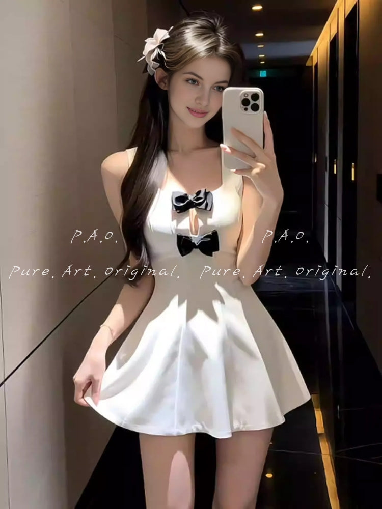AVA BOW DETAIL A-LINE MINI DRESS