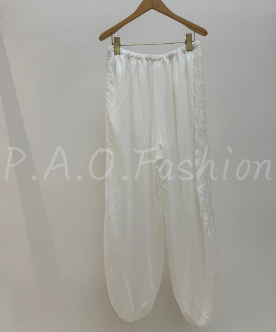 Embroidered Lace Top & Wide-Leg Pants Set[Available Now]