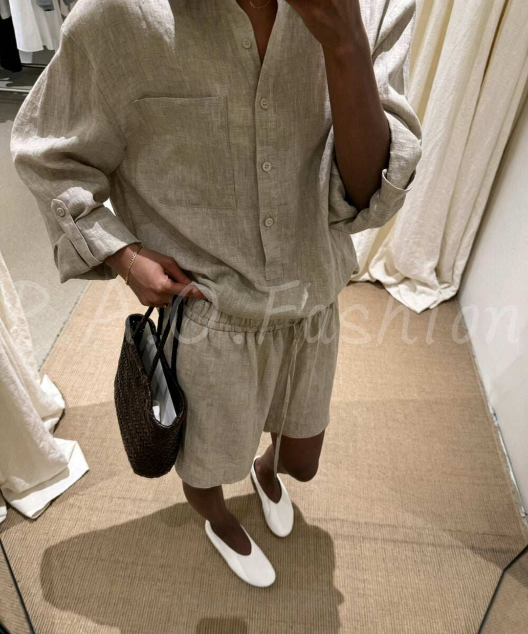 Linen Lyocell Relaxed Shirt Set