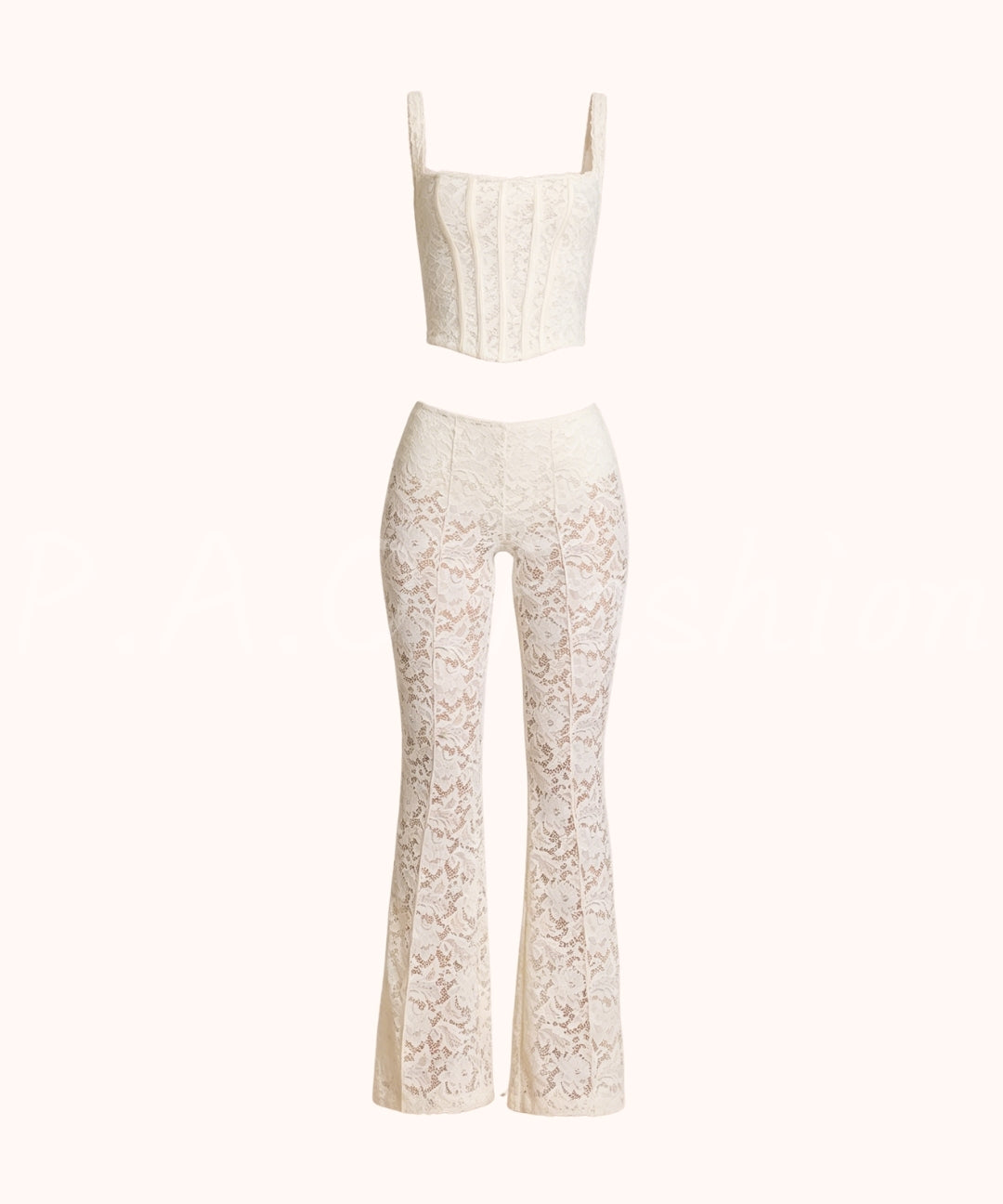 Lace Corset Cami & Flared Pants Set[Available Now]