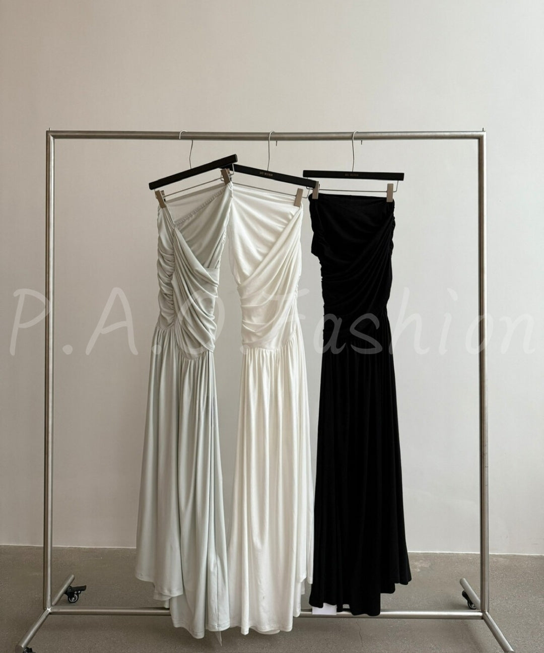 One-Shoulder Pleated Waist Maxi Dress[Available Now]