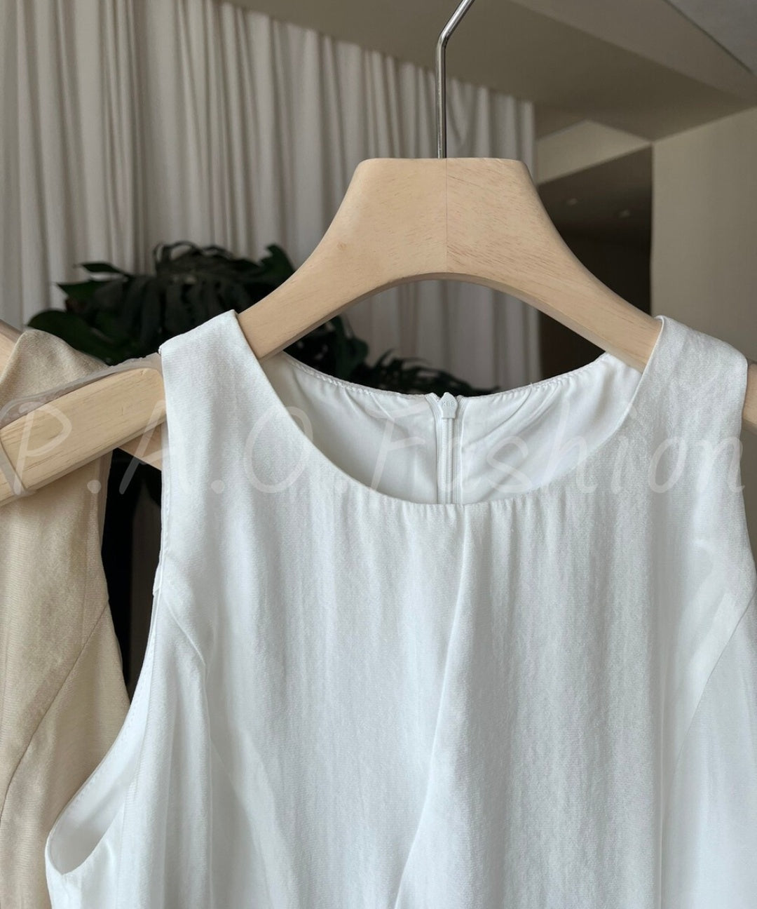 Asymmetrical Waist-Detail Sleeveless Top & Striped Wide-Leg Two-Piece Set