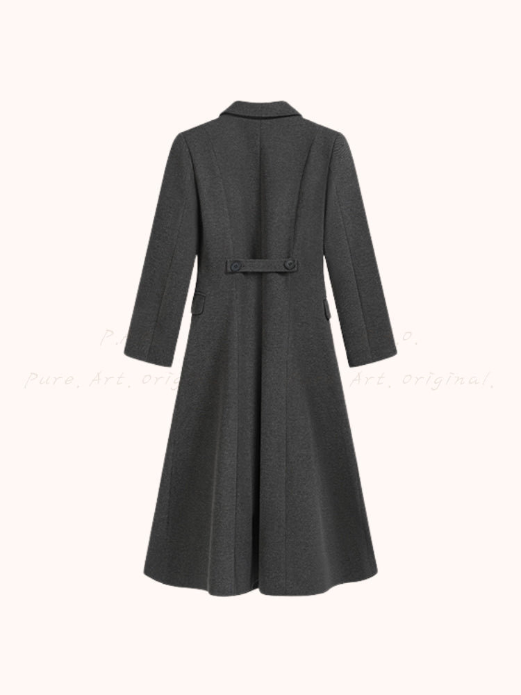 Hepburn-Inspired Belted Long Trench Coat