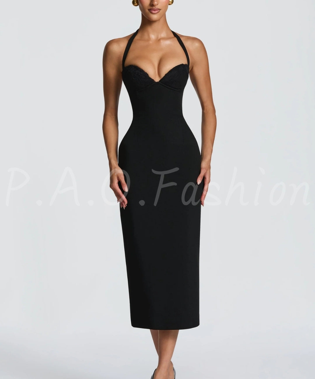 Elowen Lace Halter Midi Dress