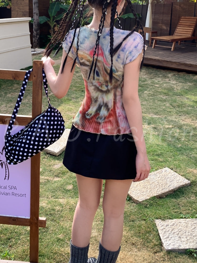 Bunny Ruched Mesh Top