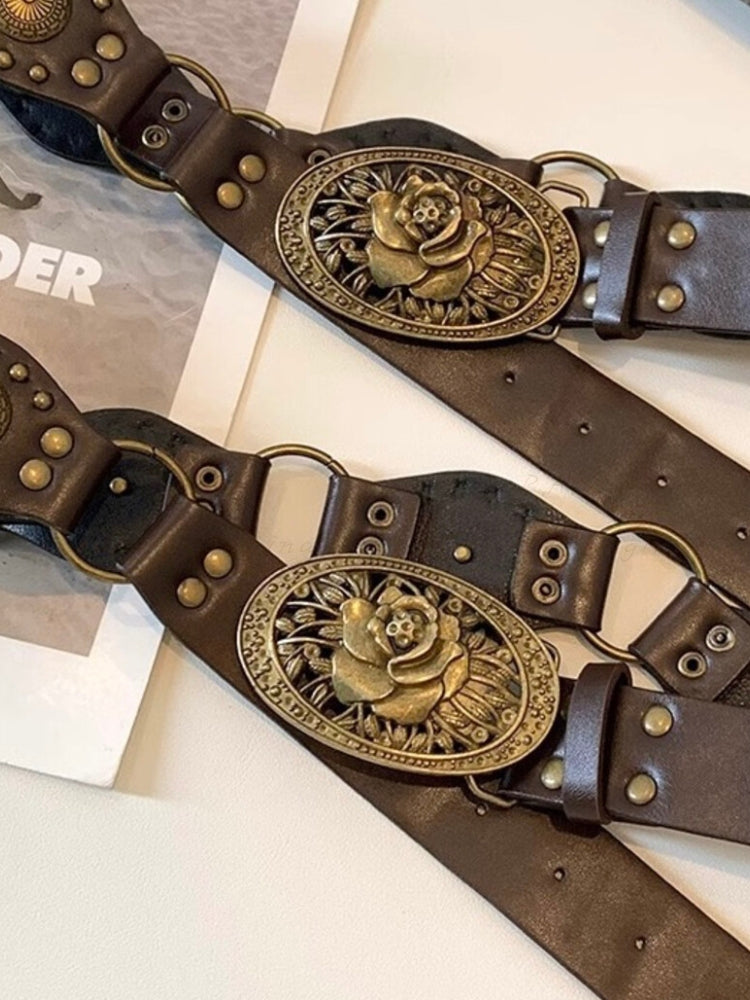 Bohemian-Style Brown PU Leather Belt