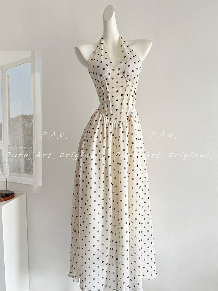 ARIELLE HALTER V-NECK MAXI DRESS