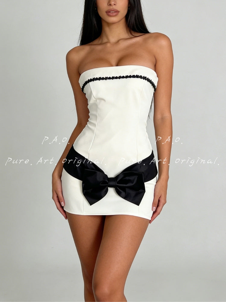 Off-Shoulder Bow Bodycon Mini Dress