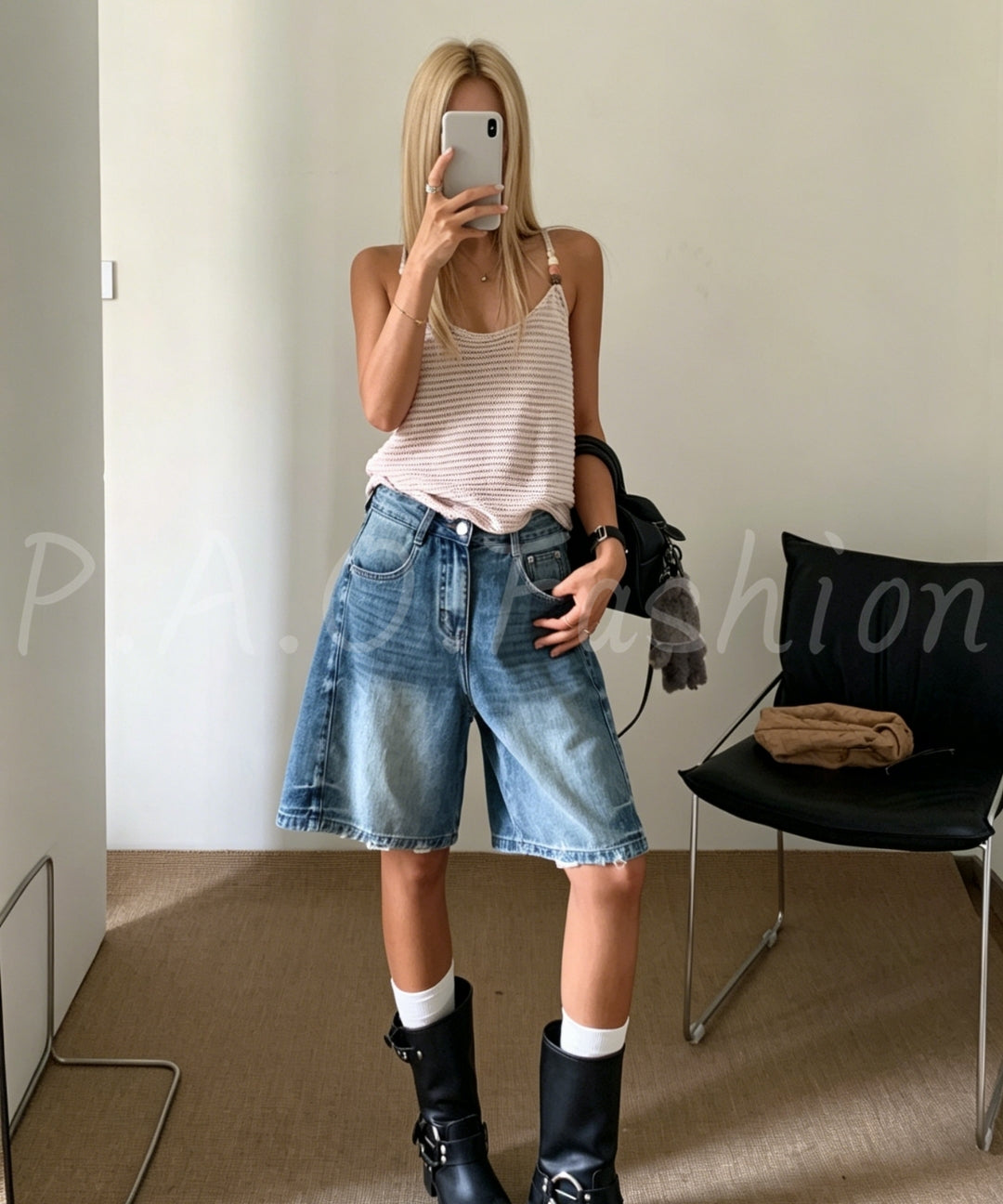 Vintage Washed Straight-Leg Denim Bermuda Shorts[Available Now]