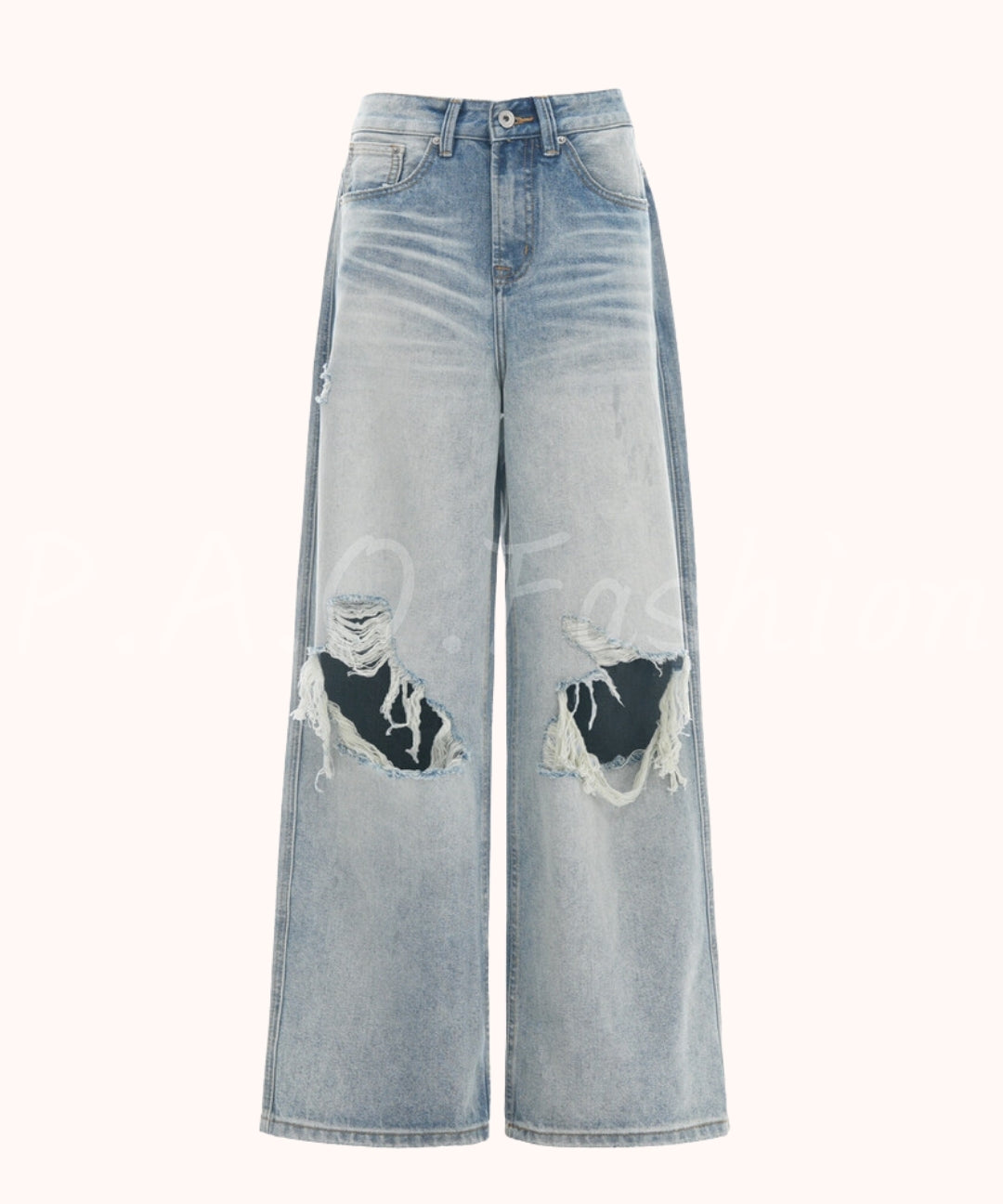 Distressed Vintage Wide-Leg Denim Jeans[Available Now]