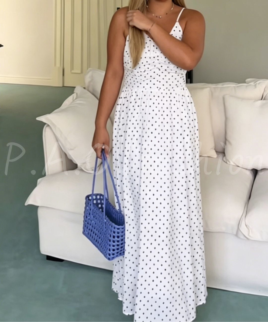 Polka Dot Chiffon Maxi Dress