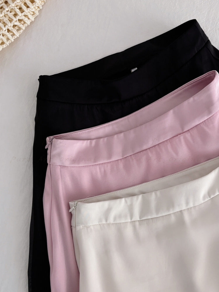 Elastic Waist Chiffon Ruffle Mermaid Maxi Skirt