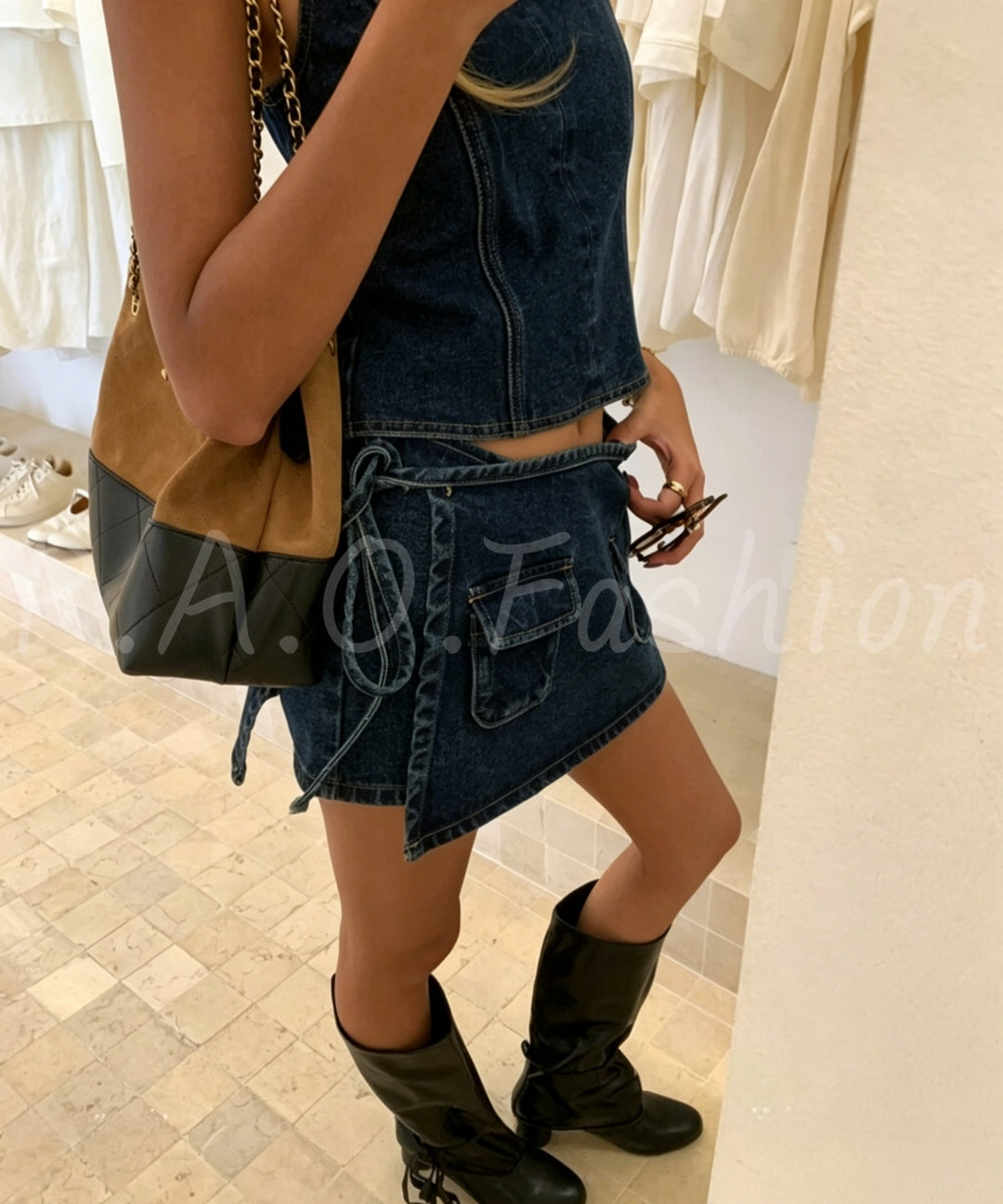 Backless Bow Denim Set[Available Now]