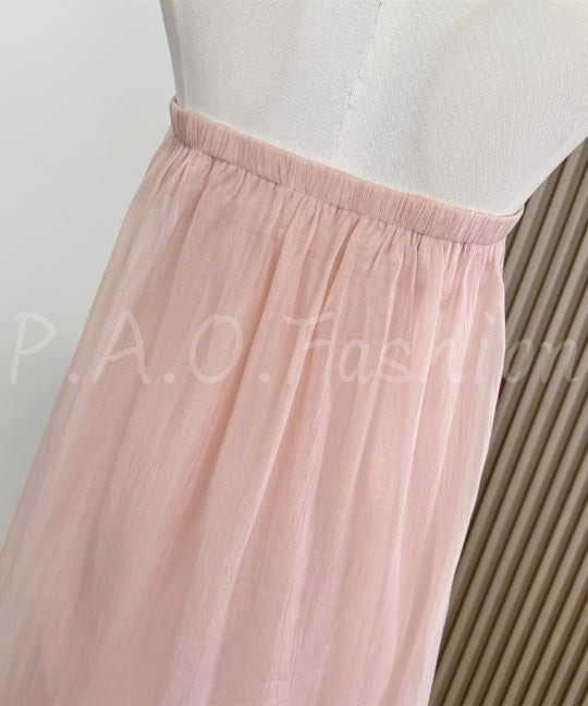 Strapless Bubble Hem Chiffon Dress