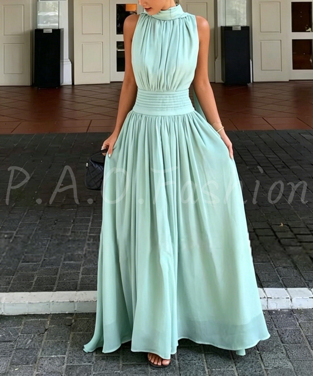 High-Neck Sleeveless Maxi Dress[Available Now]