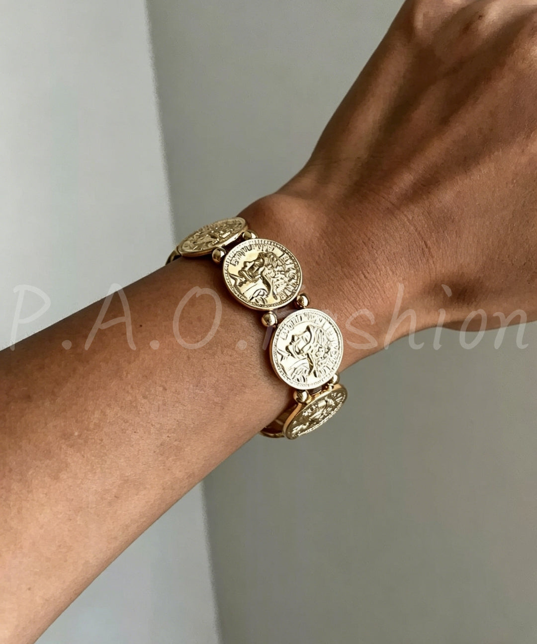 Vintage Coin Medallion Stretch Bracelet