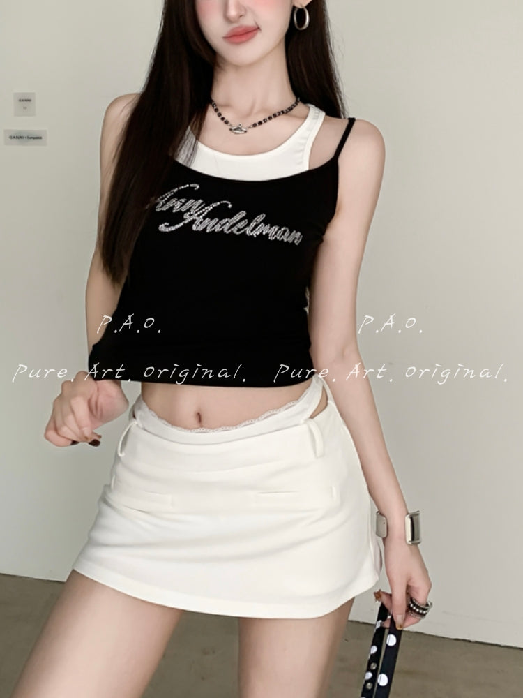 Rhinestone Layered Crop Cami