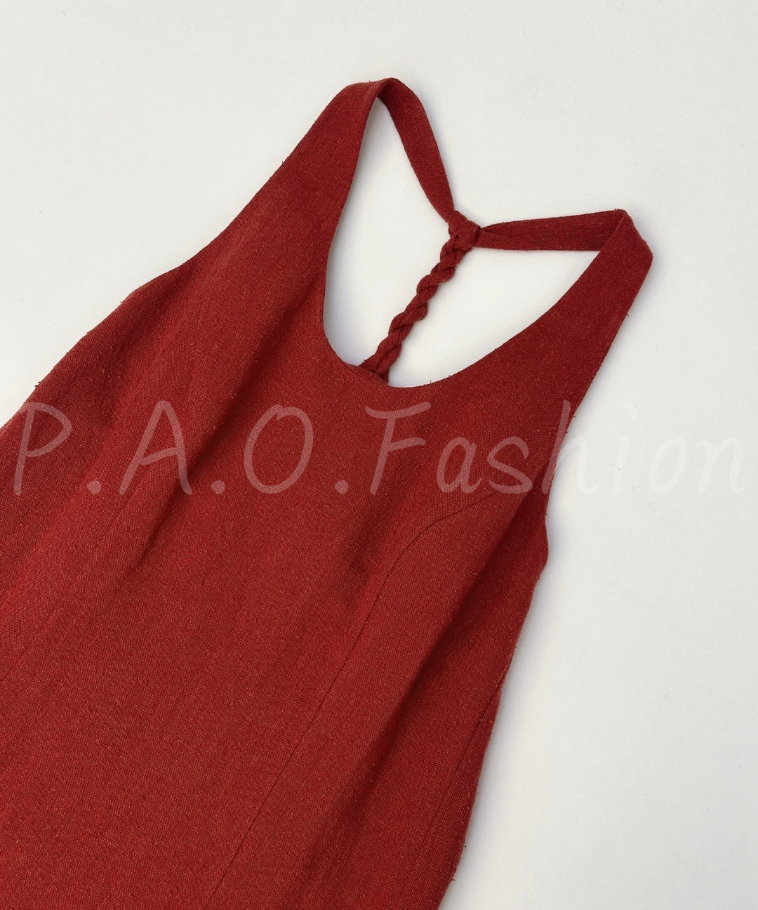 Minimal Braided Halter Linen Dress