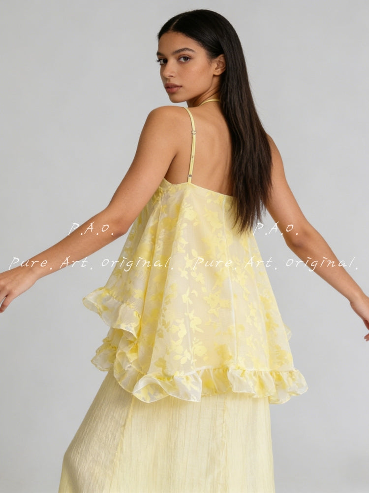 RUFFLED HALTER MAXI DRESS