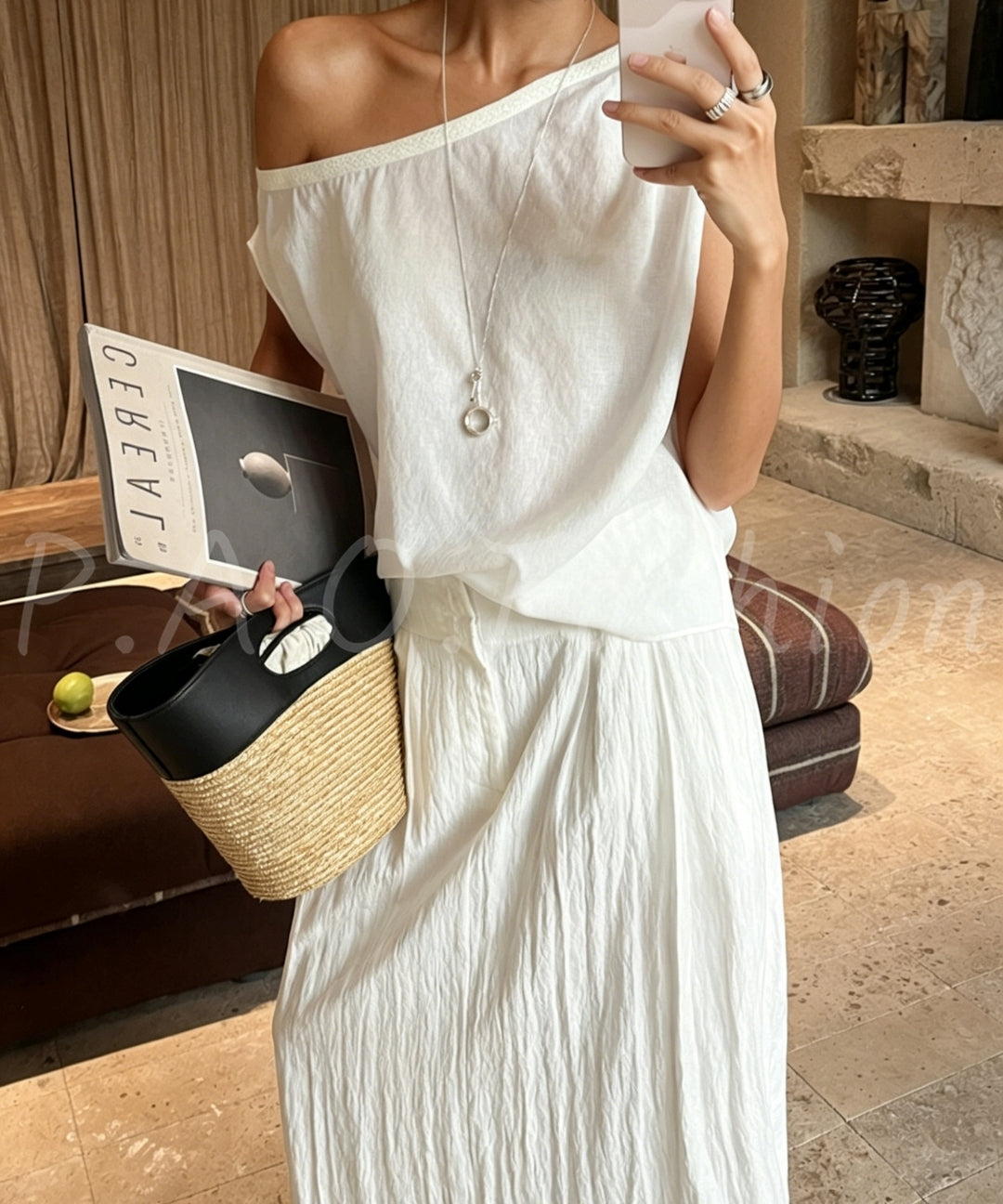 Silk-Blend One-Shoulder Relaxed Top[Available Now]