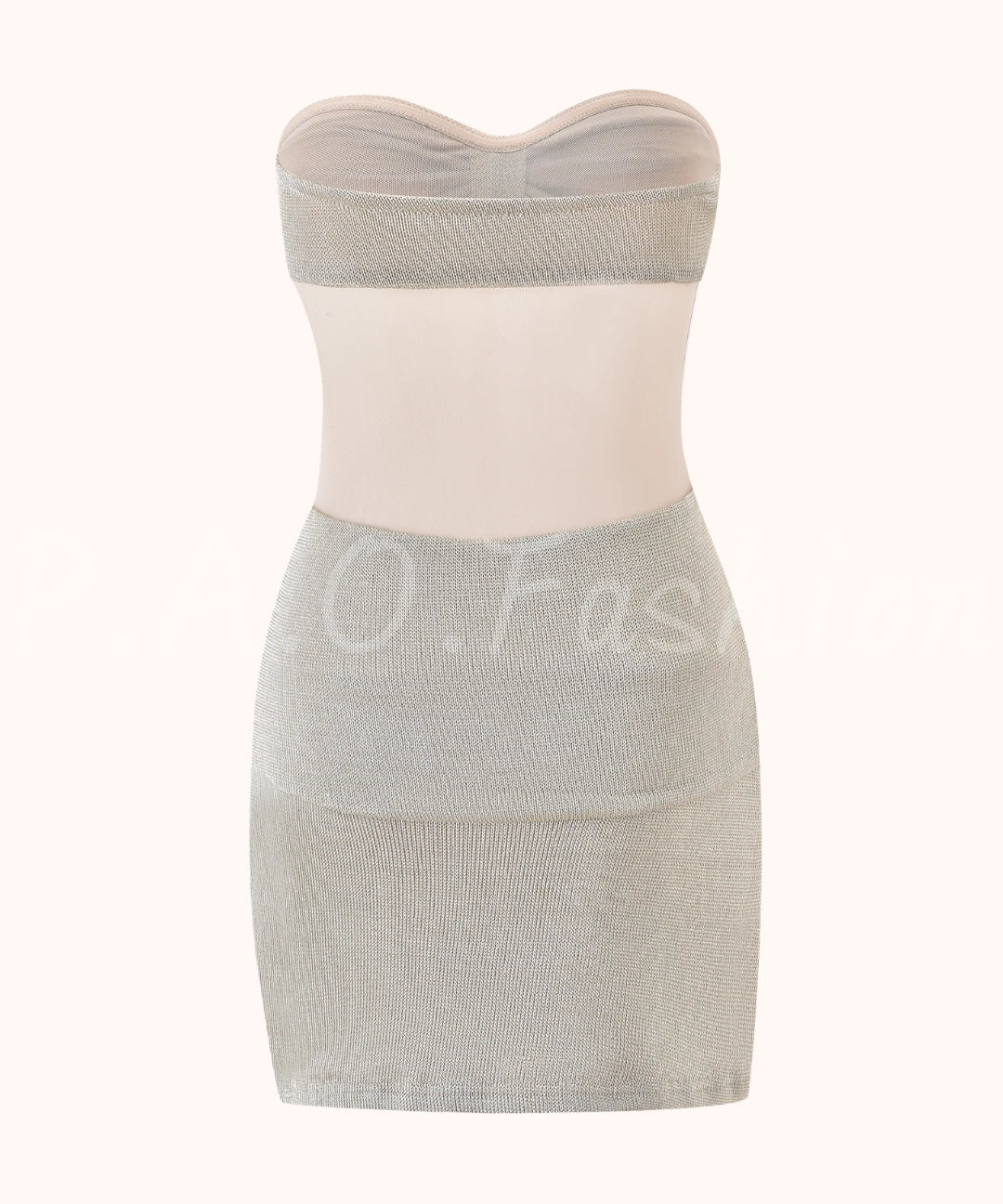 Metallic Sheer Mesh Strapless Mini Dress[Available Now]