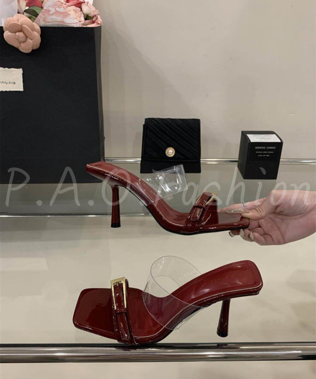 Buckled Clear Strap Heeled Sandals