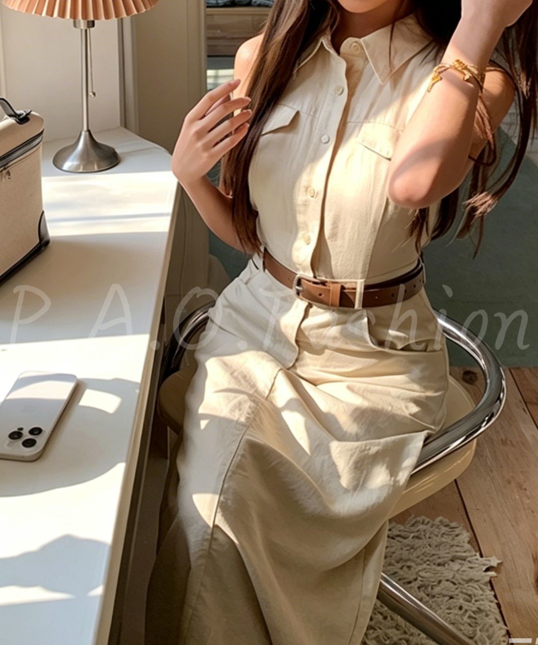 Utility Belted Cotton Maxi Dress