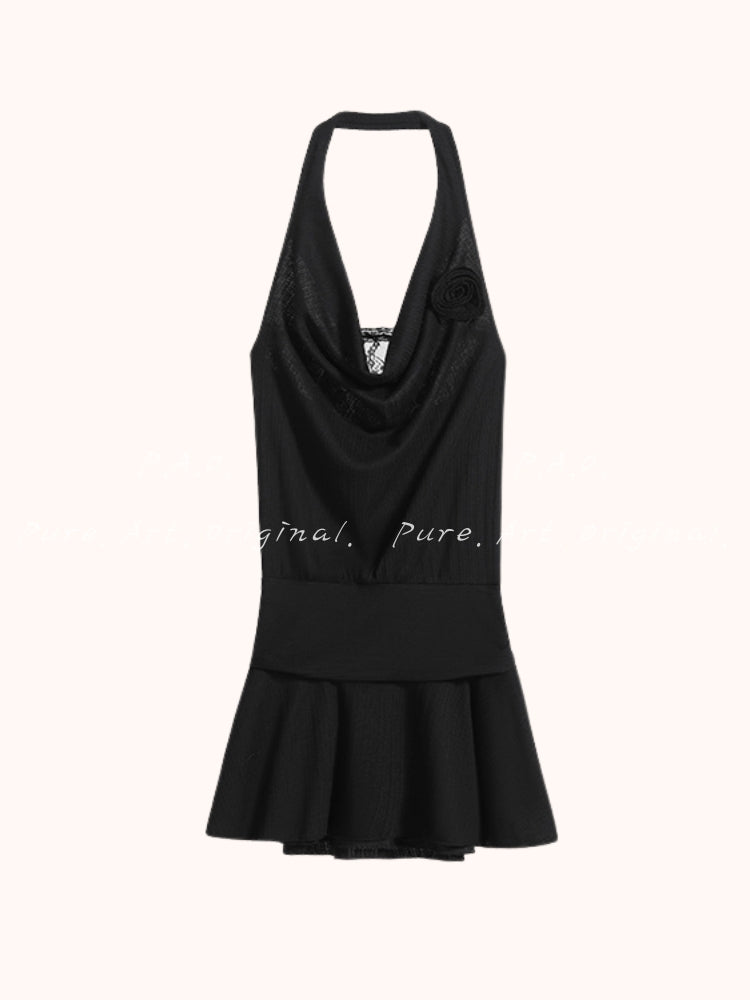 Noir Rose Mini Dress