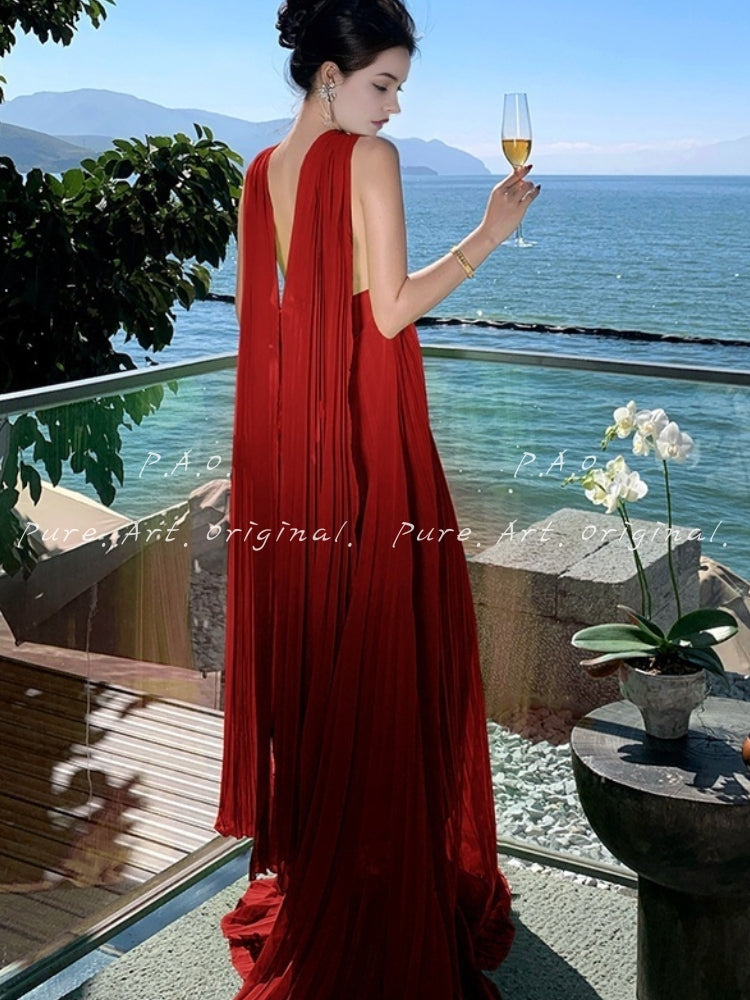 Azure Breeze Pleated Maxi