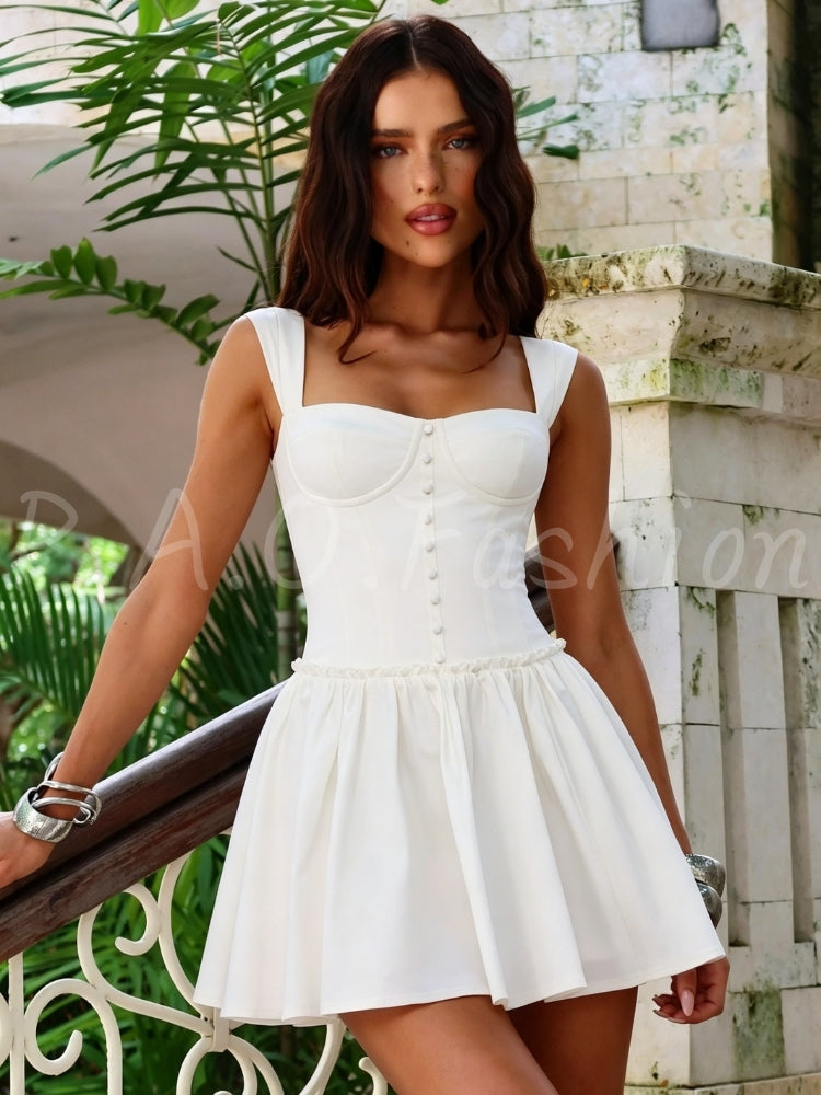 Square Neck Corset Fit & Flare Mini Dress