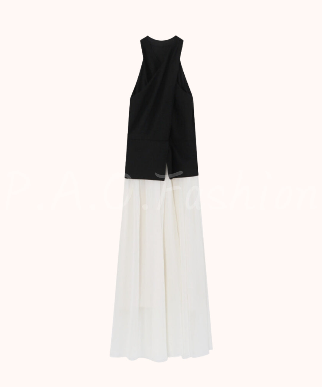 Halter Contrast Panel Dress