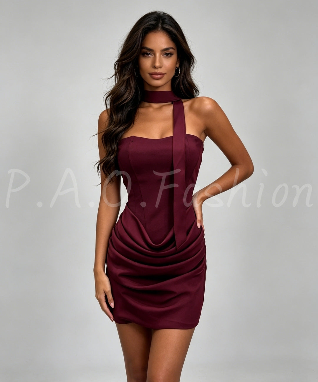 Satin Halter Bandeau Dress[Available Now]